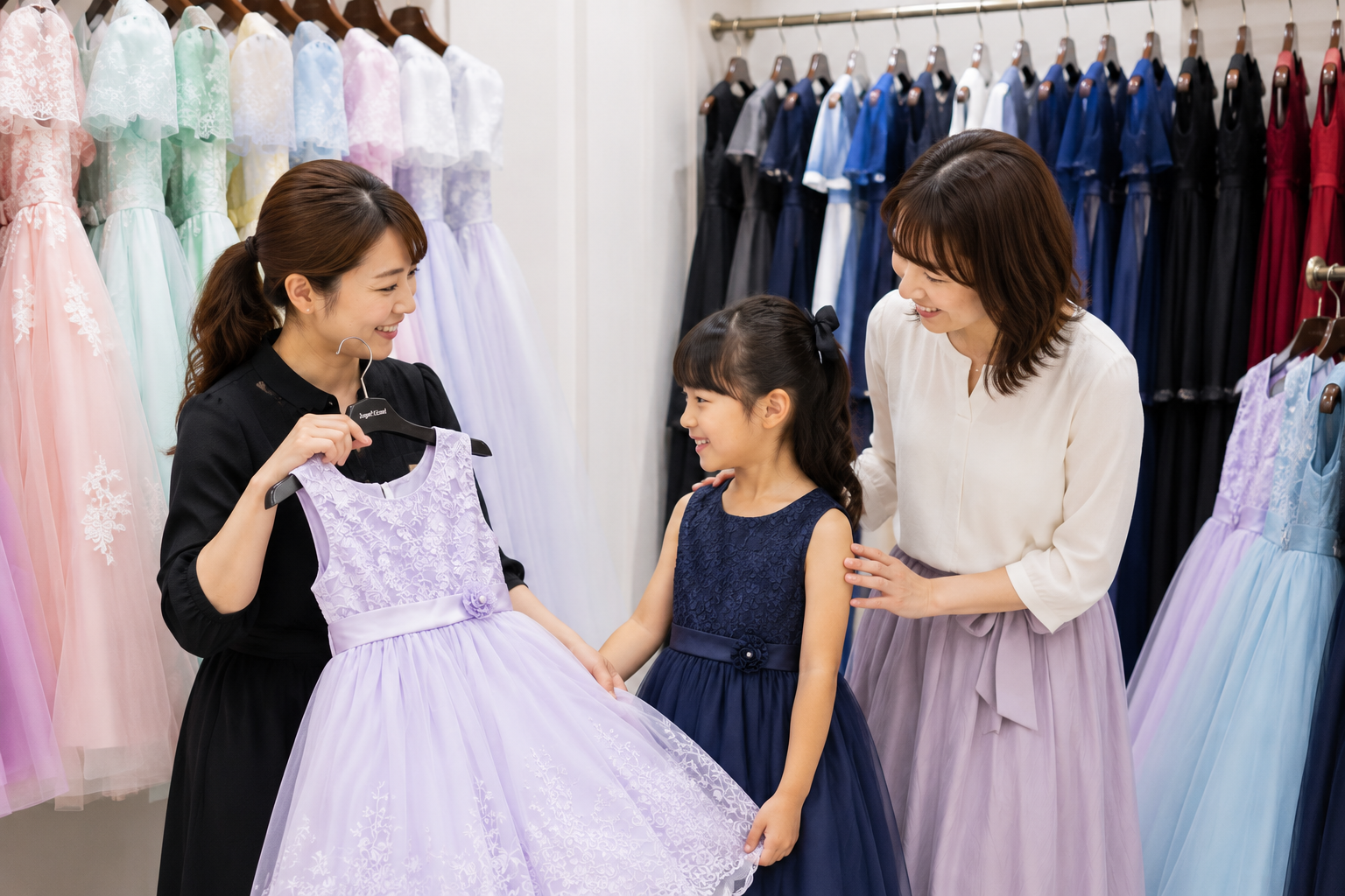 実店舗で衣装を選ぶお客様