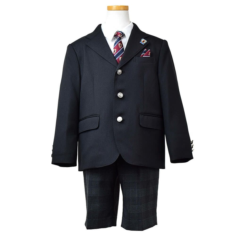 ピアノ発表会や結婚式にぴったりのカラーの男の子用フォーマルスーツ。シンプルで美しいシルエットが魅力のAngel's Closetの子供フォーマル レンタル商品（【レンタル】格子柄ハーフパンツ3つボタンブレザーセットスーツ6点セットゆったりタイプ【JFA SAMURAI BLUE】（CAT375494）　120・130cm）｜画像2