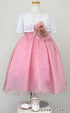 ピアノ発表会や結婚式にぴったりのカラーの女の子用キッズドレス。シンプルで美しいシルエットが魅力のAngel's Closetの子供ドレス レンタル商品（【レンタル】デュピオーニオーガンジー2トーンスクエアネック子供ドレス（CDC1225）ローズ）｜画像9