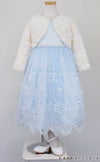 ピアノ発表会や結婚式にぴったりのブルーカラーの女の子用キッズドレス。シンプルで美しいシルエットが魅力のAngel's Closetの子供ドレス レンタル商品（【レンタル】クリスタルオーガンジーフローラル刺繍スカラップ子供ドレス(KD364)ブルー）｜画像10