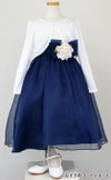 ピアノ発表会や結婚式にぴったりのネイビーカラーの女の子用キッズドレス。シンプルで美しいシルエットが魅力のAngel's Closetの子供ドレス レンタル商品（【レンタル】デュピオーニオーガンジー2トーンスクエアネック子供ドレス（CDC1225）ネイビー）｜画像10
