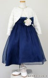 ピアノ発表会や結婚式にぴったりのネイビーカラーの女の子用キッズドレス。シンプルで美しいシルエットが魅力のAngel's Closetの子供ドレス レンタル商品（【レンタル】デュピオーニオーガンジー2トーンスクエアネック子供ドレス（CDC1225）ネイビー）｜画像11