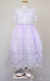 ピアノ発表会や結婚式にぴったりのライラックカラーの女の子用キッズドレス。シンプルで美しいシルエットが魅力のAngel's Closetの子供ドレス レンタル商品（【レンタル】クリスタルオーガンジーフローラル刺繍スカラップ子供ドレス(KD364)ライラック）｜画像8