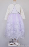 ピアノ発表会や結婚式にぴったりのライラックカラーの女の子用キッズドレス。シンプルで美しいシルエットが魅力のAngel's Closetの子供ドレス レンタル商品（【レンタル】クリスタルオーガンジーフローラル刺繍スカラップ子供ドレス(KD364)ライラック）｜画像10