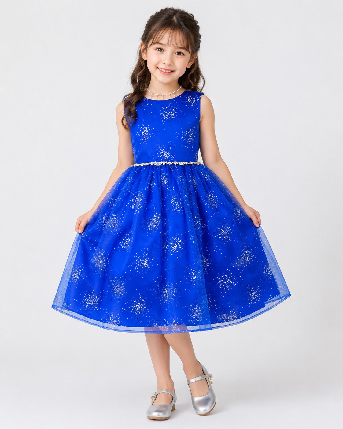 ピアノ発表会ドレス人気6位 子供ドレス スパークリングオーガンジードレス CC2463 ロイヤルブルー | Angel's Closet