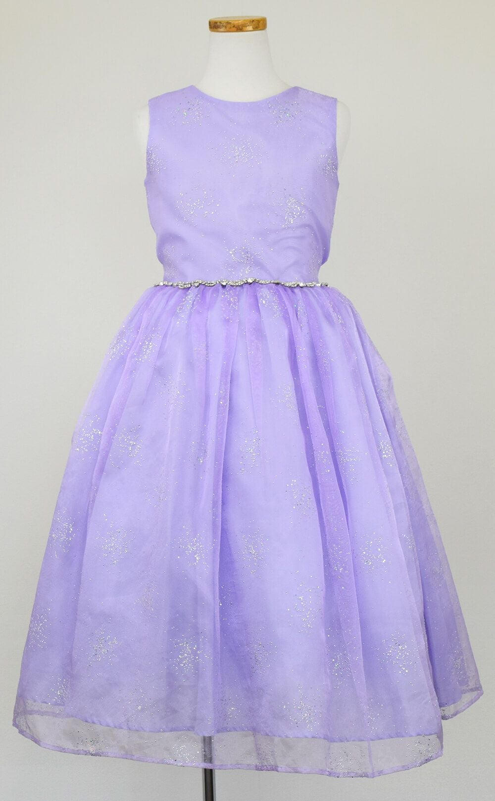 ピアノ発表会や結婚式にぴったりのカラーの女の子用キッズドレス。シンプルで美しいシルエットが魅力のAngel's Closetの子供ドレス レンタル商品（【レンタル】スパークリングオーガンジー子供ドレス(CC2463)ラベンダー）｜画像2