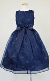 ピアノ発表会や結婚式にぴったりのネイビーカラーの女の子用キッズドレス。シンプルで美しいシルエットが魅力のAngel's Closetの子供ドレス レンタル商品（【レンタル】スパークリングオーガンジー子供ドレス(CC2463)ネイビー）｜画像4