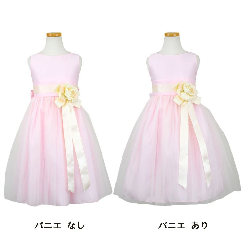 ピアノ発表会や結婚式にぴったりのピンクカラーの女の子用キッズドレス。シンプルで美しいシルエットが魅力のAngel's Closetの子供ドレス レンタル商品（【レンタル】ヴィンテージサテン＆チュール子供ドレス(SK402)ピンク）｜画像6