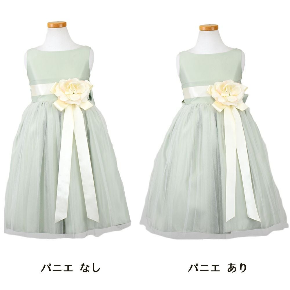 ピアノ発表会や結婚式にぴったりのカラーの女の子用キッズドレス。シンプルで美しいシルエットが魅力のAngel's Closetの子供ドレス レンタル商品（【レンタル】ヴィンテージサテン＆チュール子供ドレス(SK402)セージ）｜画像6