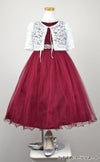 ピアノ発表会や結婚式にぴったりのカラーの女の子用キッズドレス。シンプルで美しいシルエットが魅力のAngel's Closetの子供ドレス レンタル商品（【レンタル】レース＆ラインストーンビジューベルトクリスタルチュール子供ドレス(MBK340)バーガンディー）｜画像10