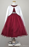 ピアノ発表会や結婚式にぴったりのカラーの女の子用キッズドレス。シンプルで美しいシルエットが魅力のAngel's Closetの子供ドレス レンタル商品（【レンタル】レース＆ラインストーンビジューベルトクリスタルチュール子供ドレス(MBK340)バーガンディー）｜画像11