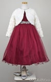 ピアノ発表会や結婚式にぴったりのカラーの女の子用キッズドレス。シンプルで美しいシルエットが魅力のAngel's Closetの子供ドレス レンタル商品（【レンタル】レース＆ラインストーンビジューベルトクリスタルチュール子供ドレス(MBK340)バーガンディー）｜画像12