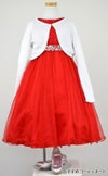 ピアノ発表会や結婚式にぴったりのカラーの女の子用キッズドレス。シンプルで美しいシルエットが魅力のAngel's Closetの子供ドレス レンタル商品（【レンタル】レース＆ラインストーンビジューベルトクリスタルチュール子供ドレス(MBK340)レッド）｜画像11