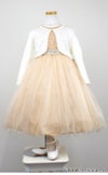 ピアノ発表会や結婚式にぴったりのカラーの女の子用キッズドレス。シンプルで美しいシルエットが魅力のAngel's Closetの子供ドレス レンタル商品（【レンタル】レース＆ラインストーンビジューベルトクリスタルチュール子供ドレス(MBK340)シャンパン）｜画像11