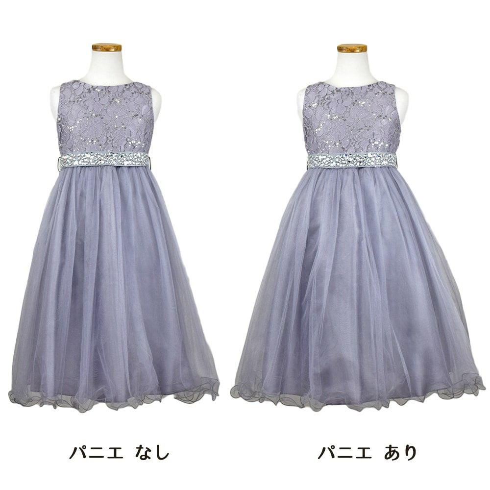 ピアノ発表会や結婚式にぴったりのカラーの女の子用キッズドレス。シンプルで美しいシルエットが魅力のAngel's Closetの子供ドレス レンタル商品（【レンタル】レース＆ラインストーンビジューベルトクリスタルチュール子供ドレス(MBK340)シルバー）｜画像7