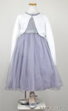ピアノ発表会や結婚式にぴったりのカラーの女の子用キッズドレス。シンプルで美しいシルエットが魅力のAngel's Closetの子供ドレス レンタル商品（【レンタル】レース＆ラインストーンビジューベルトクリスタルチュール子供ドレス(MBK340)シルバー）｜画像11