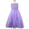 ピアノ発表会や結婚式にぴったりのライラックカラーの女の子用キッズドレス。シンプルで美しいシルエットが魅力のAngel's Closetの子供ドレス レンタル商品（【レンタル】レース＆ラインストーンビジューベルトクリスタルチュール子供ドレス(MBK340)ライラック）｜画像2