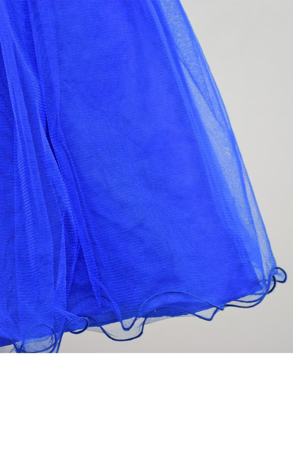 ピアノ発表会や結婚式にぴったりのブルーカラーの女の子用キッズドレス。シンプルで美しいシルエットが魅力のAngel's Closetの子供ドレス レンタル商品（【レンタル】レース＆ラインストーンビジューベルトクリスタルチュール子供ドレス(MBK340)ロイヤルブルー）｜画像6