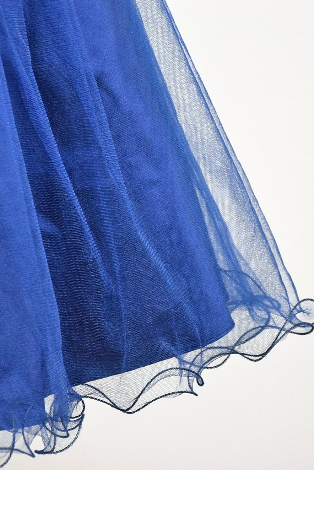 ピアノ発表会や結婚式にぴったりのネイビーカラーの女の子用キッズドレス。シンプルで美しいシルエットが魅力のAngel's Closetの子供ドレス レンタル商品（【レンタル】レース＆ラインストーンビジューベルトクリスタルチュール子供ドレス(MBK340)ネイビー）｜画像6