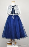 ピアノ発表会や結婚式にぴったりのネイビーカラーの女の子用キッズドレス。シンプルで美しいシルエットが魅力のAngel's Closetの子供ドレス レンタル商品（【レンタル】レース＆ラインストーンビジューベルトクリスタルチュール子供ドレス(MBK340)ネイビー）｜画像10