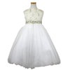 ピアノ発表会や結婚式にぴったりのカラーの女の子用キッズドレス。シンプルで美しいシルエットが魅力のAngel's Closetの子供ドレス レンタル商品（【レンタル】レース＆ラインストーンビジューベルトクリスタルチュール子供ドレス(MBK340)アイボリー）｜画像2