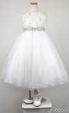 ピアノ発表会や結婚式にぴったりのカラーの女の子用キッズドレス。シンプルで美しいシルエットが魅力のAngel's Closetの子供ドレス レンタル商品（【レンタル】レース＆ラインストーンビジューベルトクリスタルチュール子供ドレス(MBK340)アイボリー）｜画像9