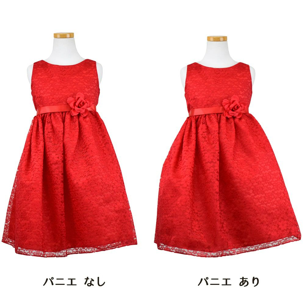 ピアノ発表会や結婚式にぴったりのカラーの女の子用キッズドレス。シンプルで美しいシルエットが魅力のAngel's Closetの子供ドレス レンタル商品（【レンタル】フラワーレースサテンリボン子供ドレス(CCD749)レッド）｜画像7