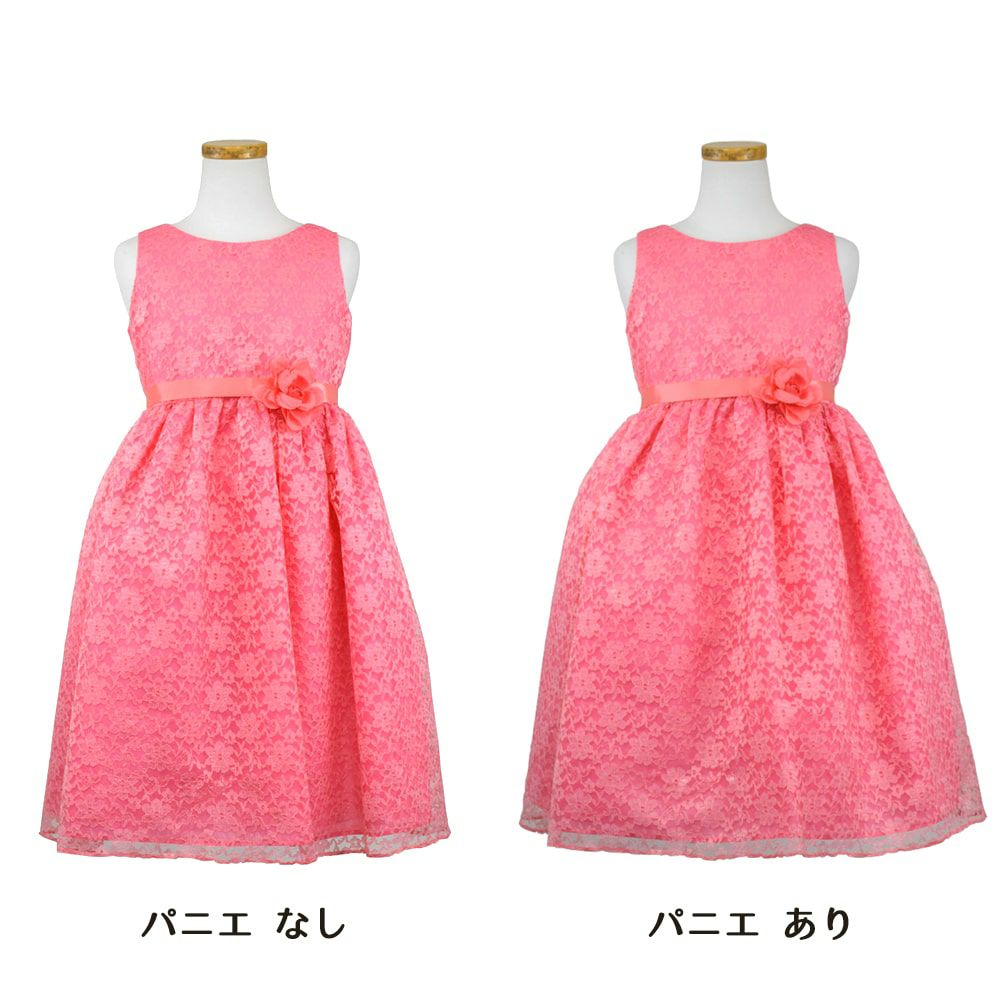 ピアノ発表会や結婚式にぴったりのカラーの女の子用キッズドレス。シンプルで美しいシルエットが魅力のAngel's Closetの子供ドレス レンタル商品（【レンタル】フラワーレースサテンリボン子供ドレス(CCD749)コーラル）｜画像7