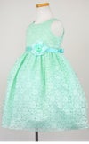 ピアノ発表会や結婚式にぴったりのカラーの女の子用キッズドレス。シンプルで美しいシルエットが魅力のAngel's Closetの子供ドレス レンタル商品（【レンタル】フラワーレースサテンリボン子供ドレス(CCD749)ミント）｜画像4