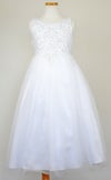 ピアノ発表会や結婚式にぴったりのホワイトカラーの女の子用キッズドレス。シンプルで美しいシルエットが魅力のAngel's Closetの子供ドレス レンタル商品（【レンタル】パールスパンコールスーパーエレガントチュール子供ドレス(cdc5008)ホワイト）｜画像3