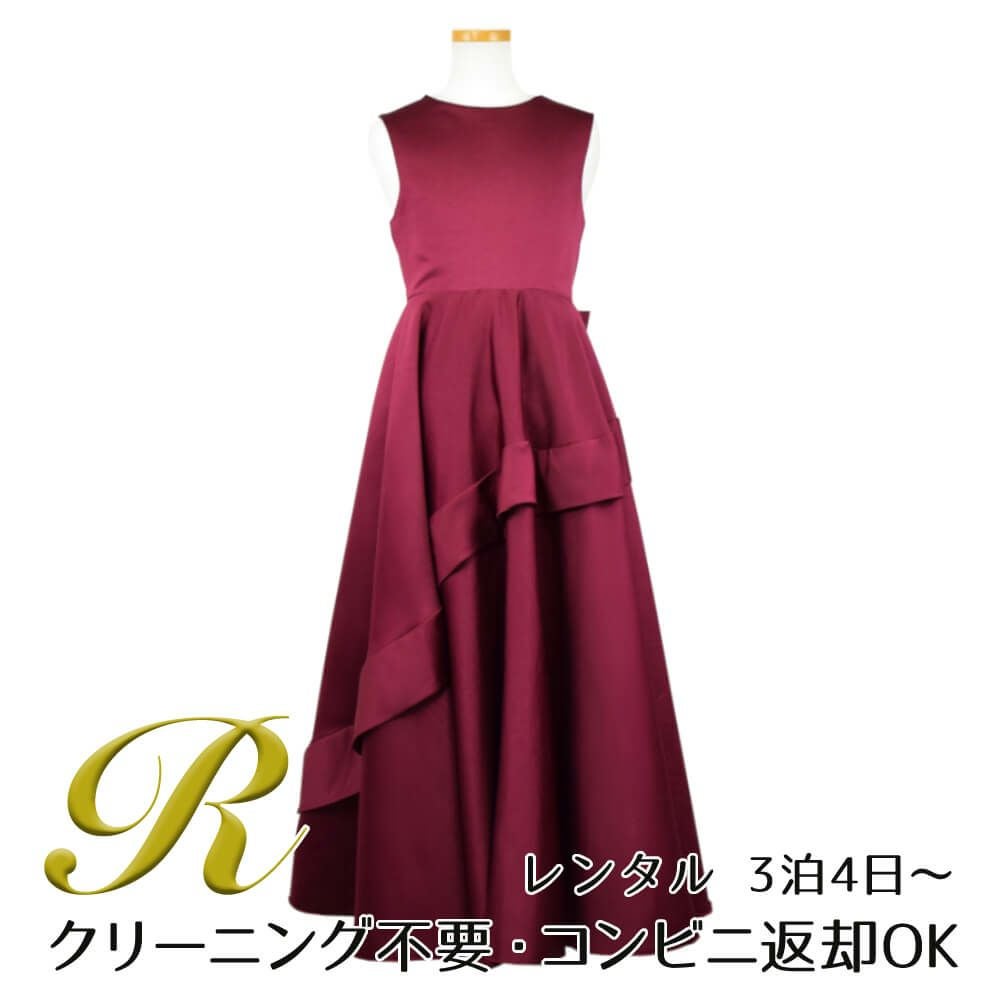 ピアノ発表会や結婚式にぴったりのカラーの女の子用キッズドレス。シンプルで美しいシルエットが魅力のAngel's Closetの子供ドレス レンタル商品（【レンタル】クラシカルサテンプリンセスロング子供ドレスB(yp005b)バーガンディー）｜画像1