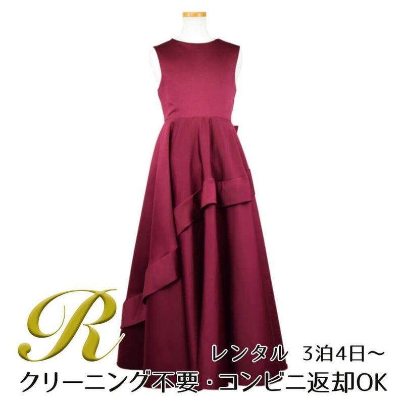 ピアノ発表会や結婚式にぴったりのカラーの女の子用キッズドレス。シンプルで美しいシルエットが魅力のAngel's Closetの子供ドレス レンタル商品（【レンタル】クラシカルサテンプリンセスロング子供ドレスB(yp005b)バーガンディー）｜画像1