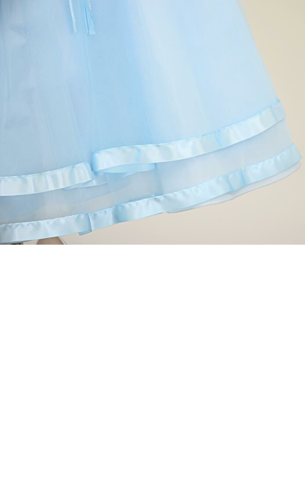 ピアノ発表会や結婚式にぴったりのブルーカラーの女の子用キッズドレス。シンプルで美しいシルエットが魅力のAngel's Closetの子供ドレス レンタル商品（【レンタル】ロマンス(rmc)ブルー）｜画像10