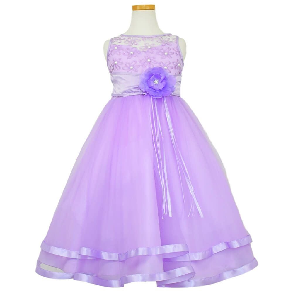 ピアノ発表会や結婚式にぴったりのライラックカラーの女の子用キッズドレス。シンプルで美しいシルエットが魅力のAngel's Closetの子供ドレス レンタル商品（【レンタル】ロマンス(rmc)ライラック）｜画像2