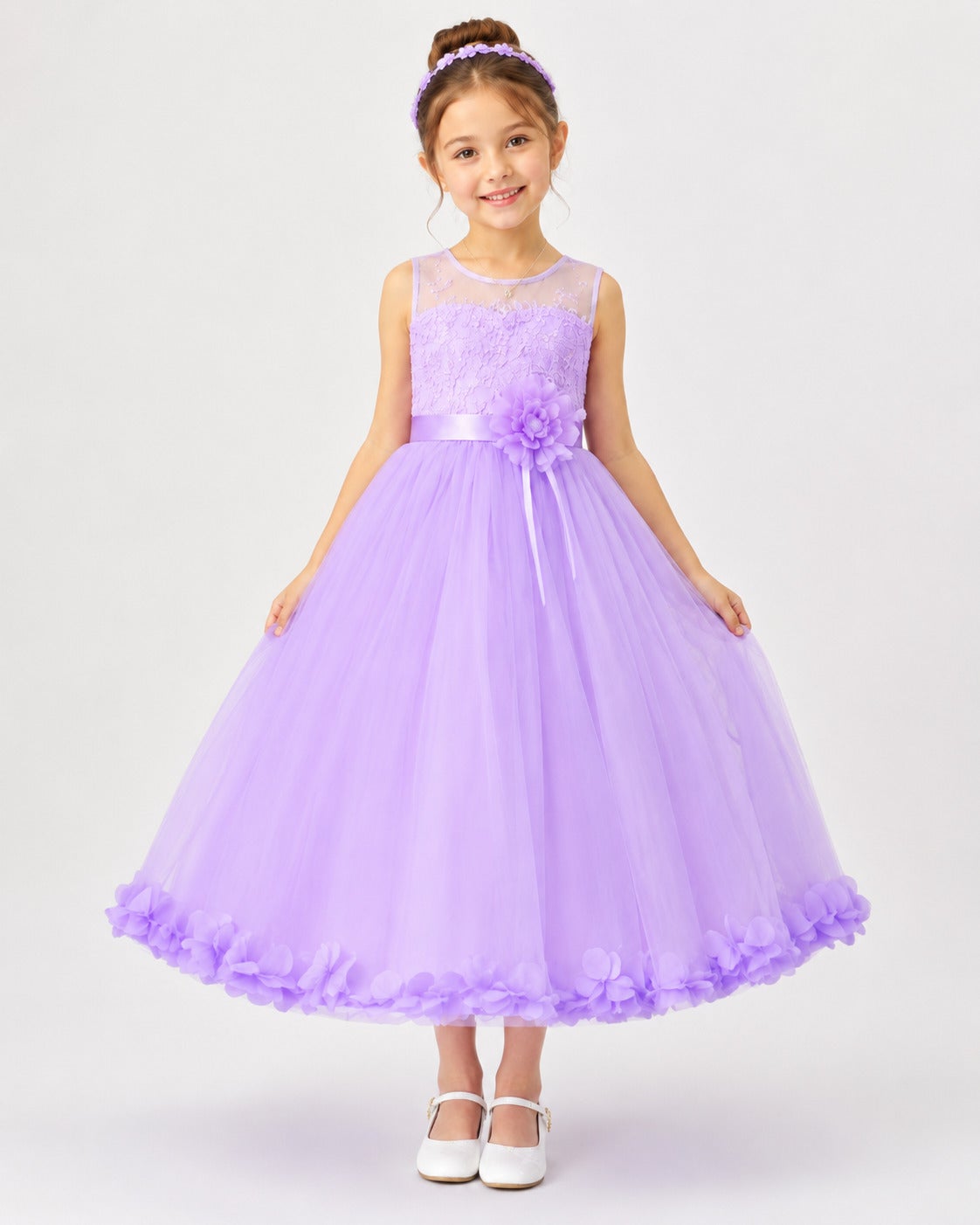 ピアノ発表会ドレス人気1位 子供ドレス フラワーペタルプリンセスドレス JK2925 ライラック | Angel's Closet