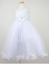 ピアノ発表会や結婚式にぴったりのホワイトカラーの女の子用キッズドレス。シンプルで美しいシルエットが魅力のAngel's Closetの子供ドレス レンタル商品（【レンタル】フラワーペタルプリンセス子供ドレス(JK2925)ピュアホワイト）｜画像4