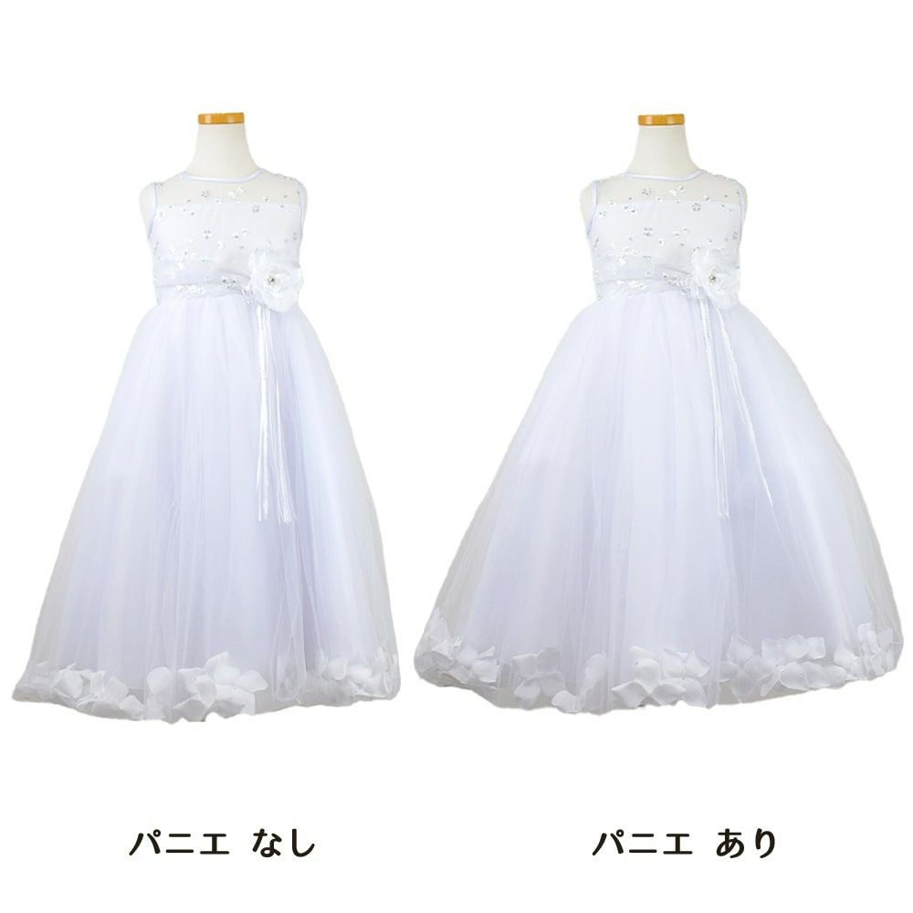 ピアノ発表会や結婚式にぴったりのホワイトカラーの女の子用キッズドレス。シンプルで美しいシルエットが魅力のAngel's Closetの子供ドレス レンタル商品（【レンタル】フラワーペタルプリンセス子供ドレス(JK2925)ピュアホワイト）｜画像7
