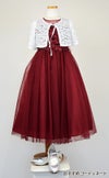 ピアノ発表会や結婚式にぴったりのカラーの女の子用キッズドレス。シンプルで美しいシルエットが魅力のAngel's Closetの子供ドレス レンタル商品（【レンタル】エレガントフラワーパッチ＆チュール子供ドレス(CCD771)バーガンディー）｜画像10