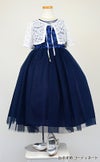 ピアノ発表会や結婚式にぴったりのネイビーカラーの女の子用キッズドレス。シンプルで美しいシルエットが魅力のAngel's Closetの子供ドレス レンタル商品（【レンタル】エレガントフラワーパッチ＆チュール子供ドレス(CCD771)ネイビー）｜画像10