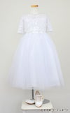 ピアノ発表会や結婚式にぴったりのホワイトカラーの女の子用キッズドレス。シンプルで美しいシルエットが魅力のAngel's Closetの子供ドレス レンタル商品（【レンタル】エレガントフラワーパッチ＆チュール子供ドレス(CCD771)ホワイト）｜画像10