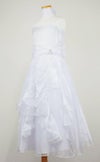 ピアノ発表会や結婚式にぴったりのホワイトカラーの女の子用キッズドレス。シンプルで美しいシルエットが魅力のAngel's Closetの子供ドレス レンタル商品（【レンタル】ラインストーン＆オーガンジーレイヤードフリル子供ドレス(HC734)ホワイト）｜画像4