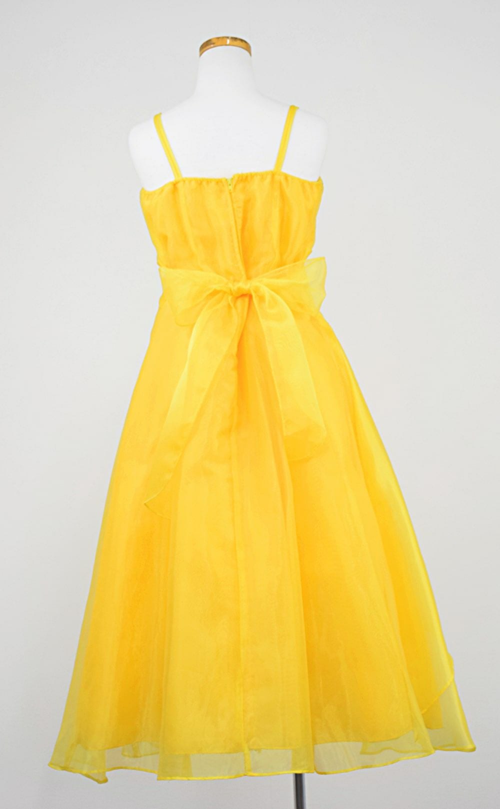 ピアノ発表会や結婚式にぴったりのカラーの女の子用キッズドレス。シンプルで美しいシルエットが魅力のAngel's Closetの子供ドレス レンタル商品（【レンタル】ラインストーン＆オーガンジーレイヤードフリル子供ドレス(HC734)イエロー）｜画像5