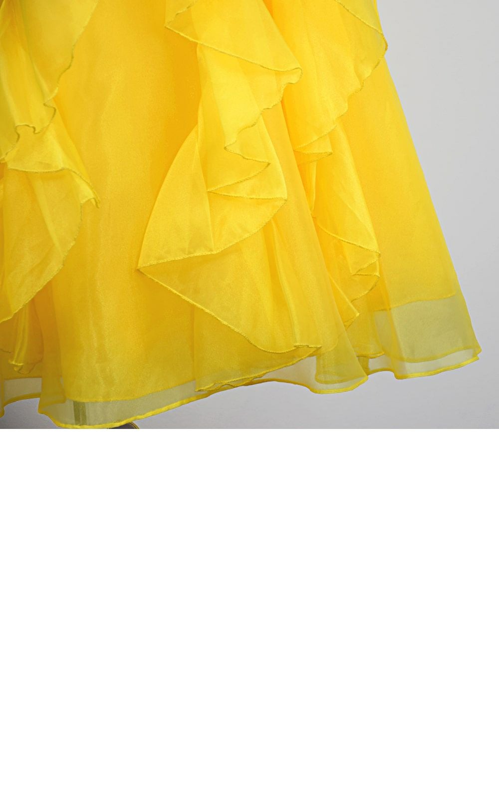 ピアノ発表会や結婚式にぴったりのカラーの女の子用キッズドレス。シンプルで美しいシルエットが魅力のAngel's Closetの子供ドレス レンタル商品（【レンタル】ラインストーン＆オーガンジーレイヤードフリル子供ドレス(HC734)イエロー）｜画像6