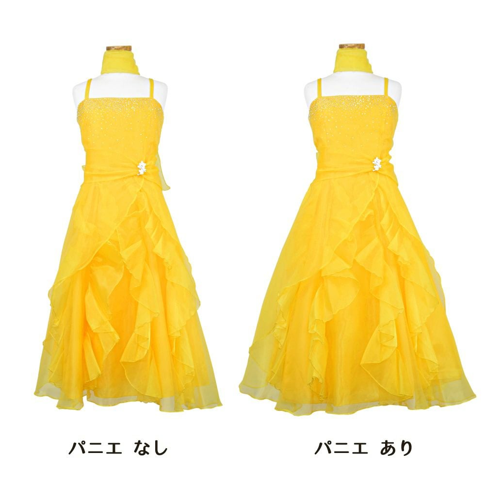 ピアノ発表会や結婚式にぴったりのカラーの女の子用キッズドレス。シンプルで美しいシルエットが魅力のAngel's Closetの子供ドレス レンタル商品（【レンタル】ラインストーン＆オーガンジーレイヤードフリル子供ドレス(HC734)イエロー）｜画像7