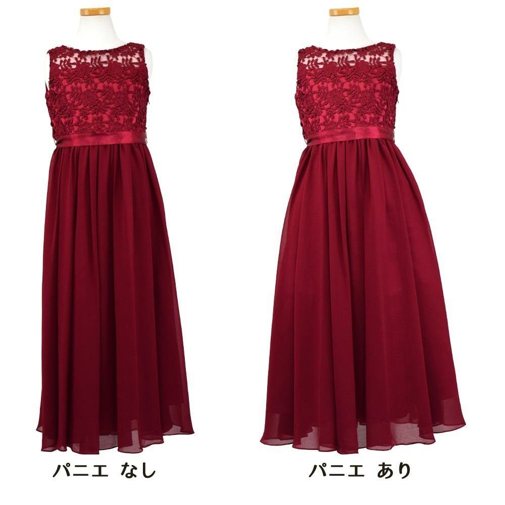 ピアノ発表会や結婚式にぴったりのカラーの女の子用キッズドレス。シンプルで美しいシルエットが魅力のAngel's Closetの子供ドレス レンタル商品（【レンタル】エレガント3Dレースシフォンロング子供ドレス(CDC5006)バーガンディー）｜画像7
