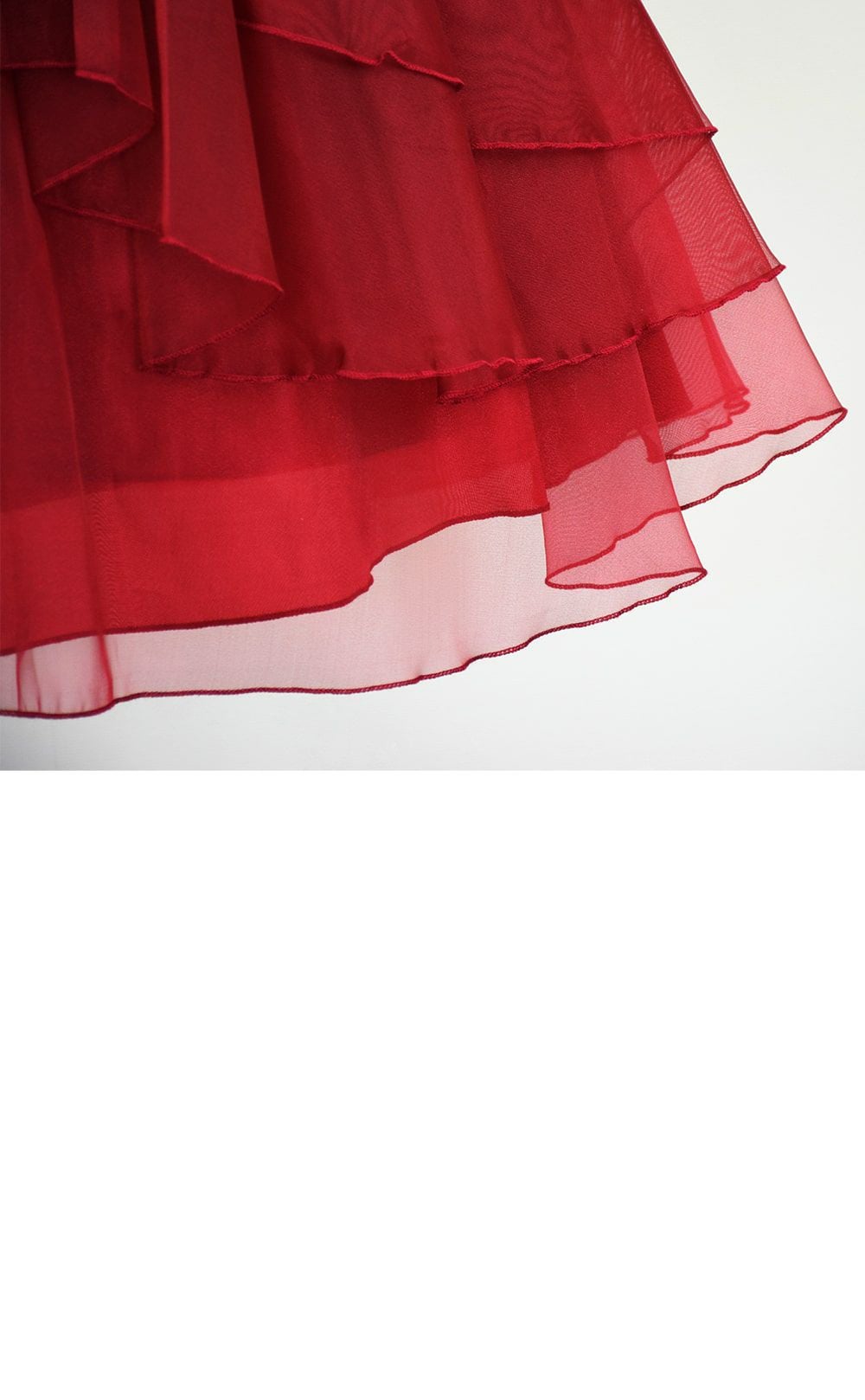 ピアノ発表会や結婚式にぴったりのカラーの女の子用キッズドレス。シンプルで美しいシルエットが魅力のAngel's Closetの子供ドレス レンタル商品（【レンタル】スパークリートップ＆オーガンジーレイヤー子供ドレス(JK3811)バーガンディー）｜画像6