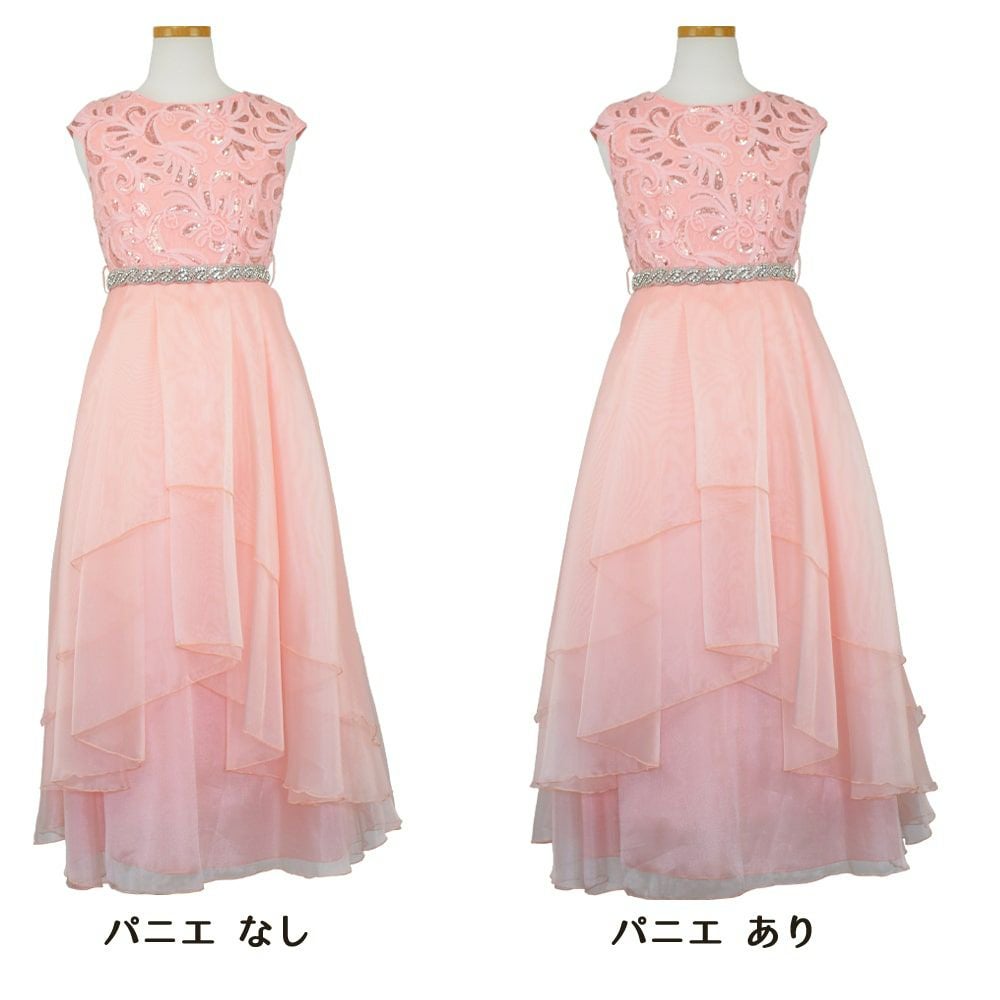 ピアノ発表会や結婚式にぴったりのピンクカラーの女の子用キッズドレス。シンプルで美しいシルエットが魅力のAngel's Closetの子供ドレス レンタル商品（【レンタル】スパークリートップ＆オーガンジーレイヤー子供ドレス(JK3811)ブラッシュピンク）｜画像7