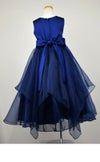 ピアノ発表会や結婚式にぴったりのネイビーカラーの女の子用キッズドレス。シンプルで美しいシルエットが魅力のAngel's Closetの子供ドレス レンタル商品（【レンタル】リボンビーズ刺繍＆フェミニンオーガンジーロング子供ドレス(YP155)ネイビー）｜画像5