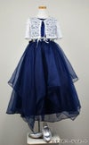 ピアノ発表会や結婚式にぴったりのネイビーカラーの女の子用キッズドレス。シンプルで美しいシルエットが魅力のAngel's Closetの子供ドレス レンタル商品（【レンタル】リボンビーズ刺繍＆フェミニンオーガンジーロング子供ドレス(YP155)ネイビー）｜画像10