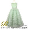 ピアノ発表会や結婚式にぴったりのカラーの女の子用キッズドレス。シンプルで美しいシルエットが魅力のAngel's Closetの子供ドレス レンタル商品（【レンタル】ボタニカルレース＆ラインストーンベルトティアードチュール子供ドレス(YP156)セージ）｜画像1